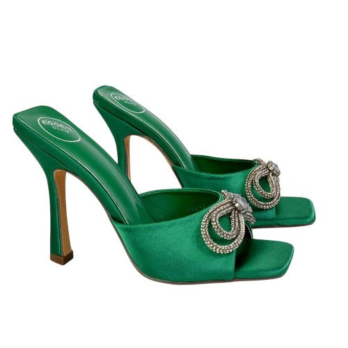 Front - XY London Womens/Ladies Elsa Bow Diamante Stiletto Heel Sandals