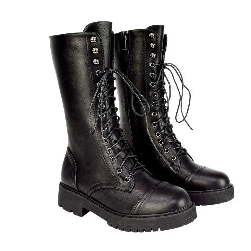 Front - Womens/Ladies Vera Mid Calf Biker Boots