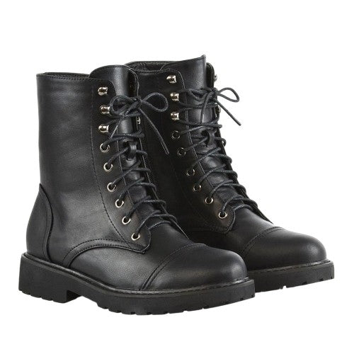 Front - XY London Womens/Ladies River Zip Military Low Heel Combat Boots