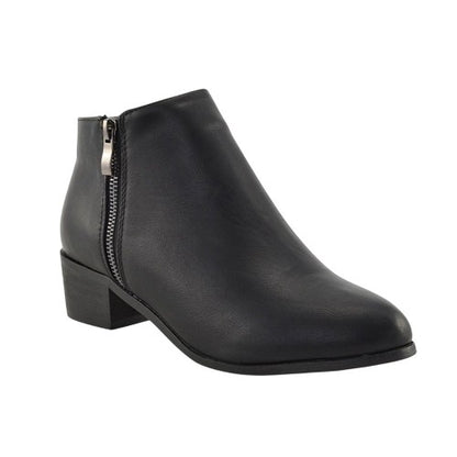 Front - XY London Womens/Ladies Alberto Zip Low Block Heel Ankle Boots