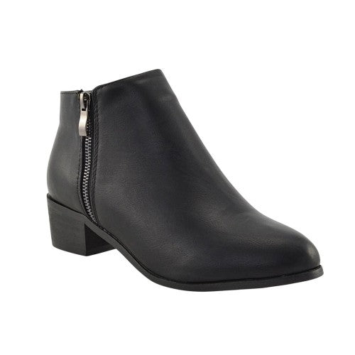 Front - XY London Womens/Ladies Alberto Zip Low Block Heel Ankle Boots