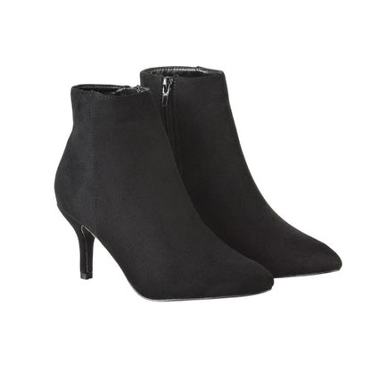 Front - XY London Womens/Ladies Anastsia Side Zip Mid Kitten Heel Ankle Boots