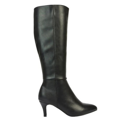 Front - XY London Womens/Ladies Coby Pointed Mid Stiletto Knee-High Boots