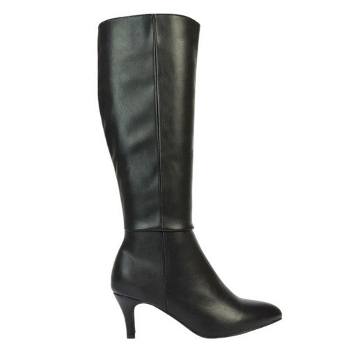 Front - XY London Womens/Ladies Coby Pointed Mid Stiletto Knee-High Boots