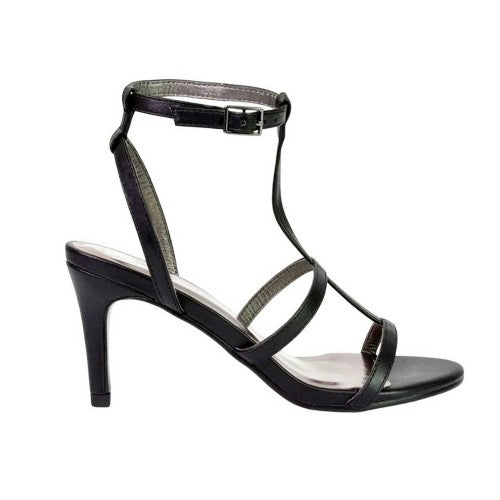 Front - XY London Womens/Ladies Beaux Caged Cut Out Ankle Strap Mid Stiletto Sandals