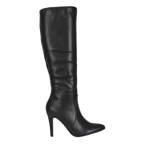 Front - XY London Womens/Ladies Bree Pointed Side Zip Stiletto Heel Knee-High Boots