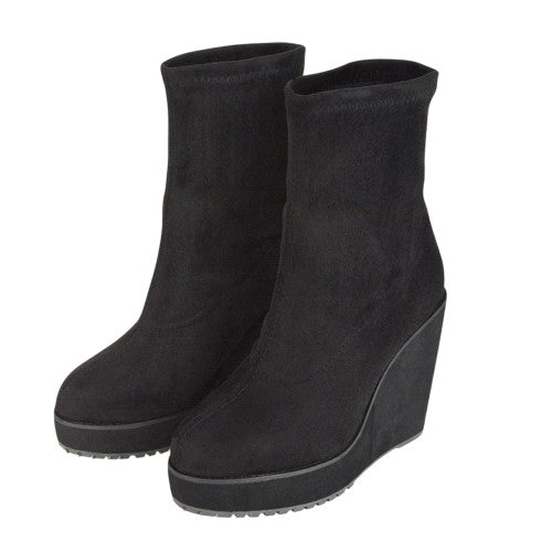 Front - XY London Womens/Ladies Camille Platform Wedge Sock Ankle Boots