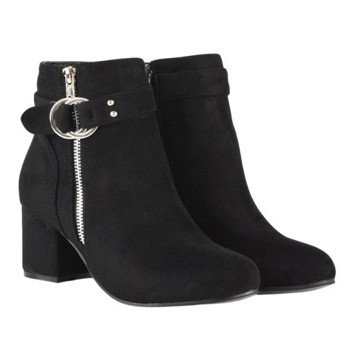 Front - XY London Womens/Ladies Lakesha Mid Block Heel Ankle Boots