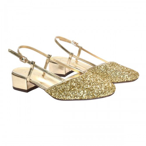 Front - XY London Womens/Ladies Kira Glitter Low Heel Court Shoes