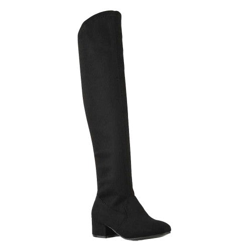 Front - XY London Womens/Ladies June Low Block Heel Knee-High Boots