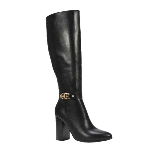 Front - XY London Womens/Ladies Audrey Synthetic Leather Wide Calf Knee-High Boots