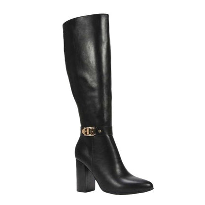 Front - XY London Womens/Ladies Audrey Synthetic Leather Wide Calf Knee-High Boots
