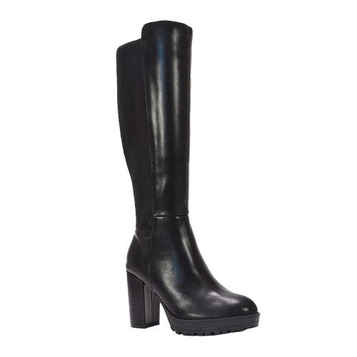 Front - XY London Womens/Ladies Libby Platform Heel Elasticated Knee-High Boots