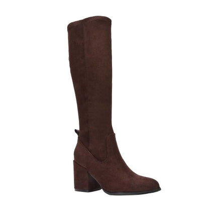 Front - XY London Womens/Ladies Tatum Faux Suede Block Heel Knee-High Boots