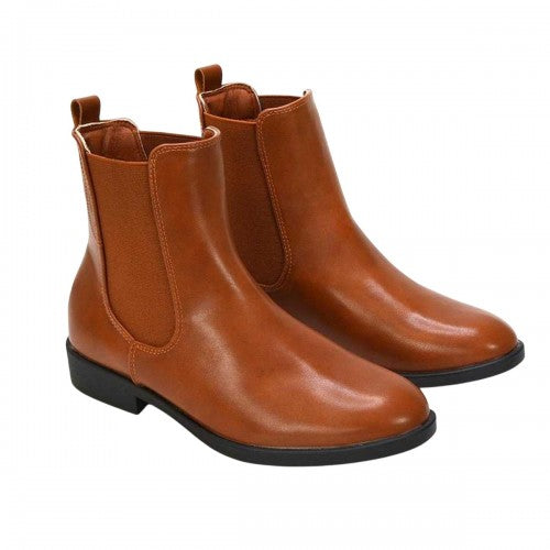 Front - XY London Womens/Ladies Nala Flat Heel Pull-On Chelsea Boots