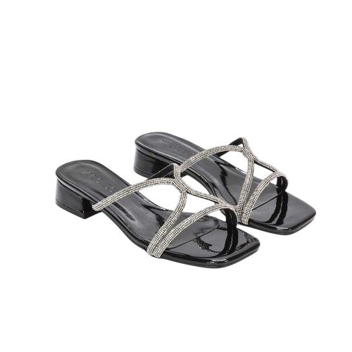 Front - XY London Womens/Ladies Olivia Patent Strappy Low Block Heel Sandals