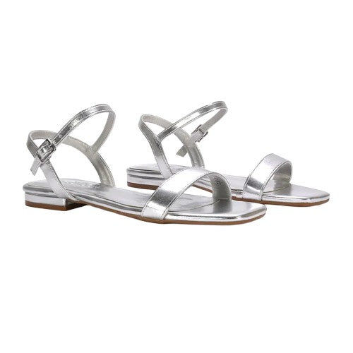 Front - XY London Womens/Ladies Hallie Metallic Strappy Sandals