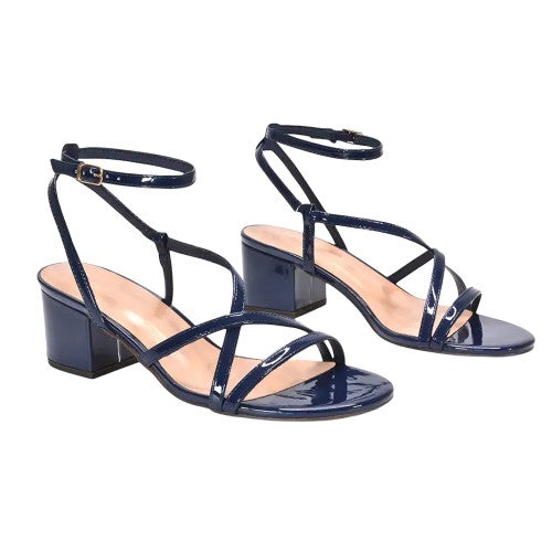 Front - XY London Womens/Ladies Maria Patent Strappy Block Heel Sandals