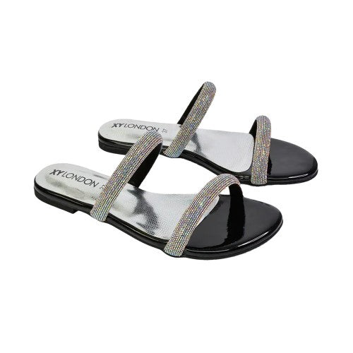 Front - XY London Womens/Ladies Hope Diamante Sparkly Slip-on Bridal Sandals