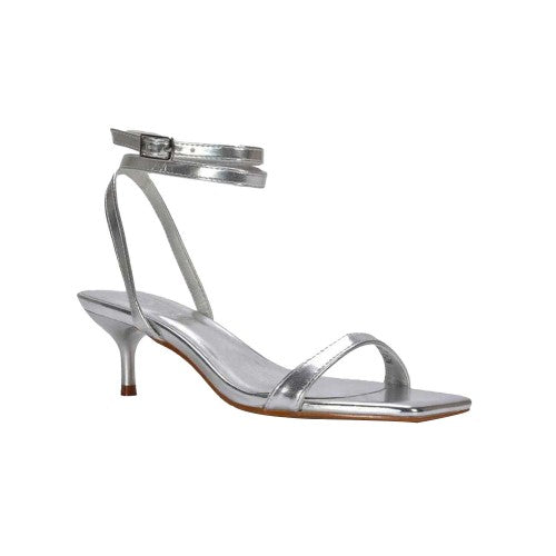 Front - XY London Womens/Ladies Nikita Metallic Strappy Low Kitten Heel Sandals