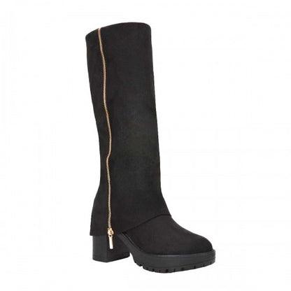 Front - XY London Womens/Ladies Juliana Faux Suede Chunky Knee-High Boots