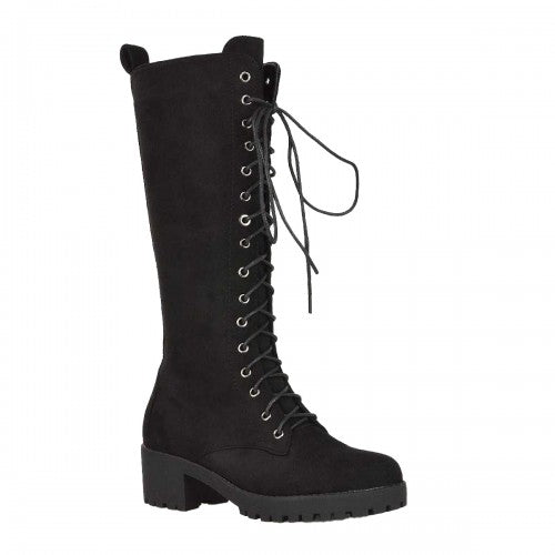Front - XY London Womens/Ladies Aspen Knee-High Biker Boots
