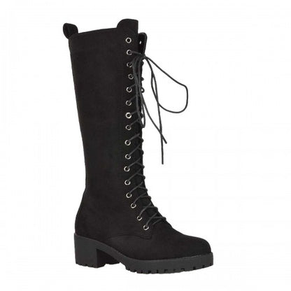 Front - XY London Womens/Ladies Aspen Knee-High Biker Boots