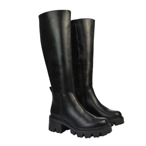 Front - XY London Womens/Ladies Aubree Block Heel Knee-High Boots