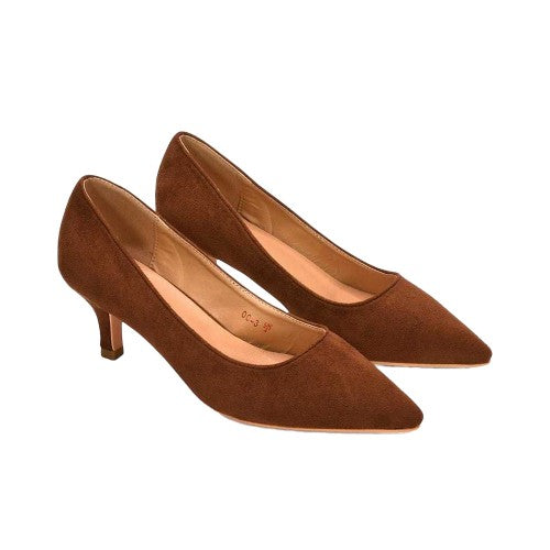 Front - XY London Womens/Ladies Cali Pointed Low Kitten Heel Court Shoes