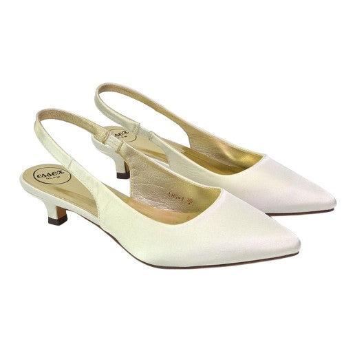 Front - XY London Womens/Ladies Avalone Satin Sling Back Kitten Heel Sandals