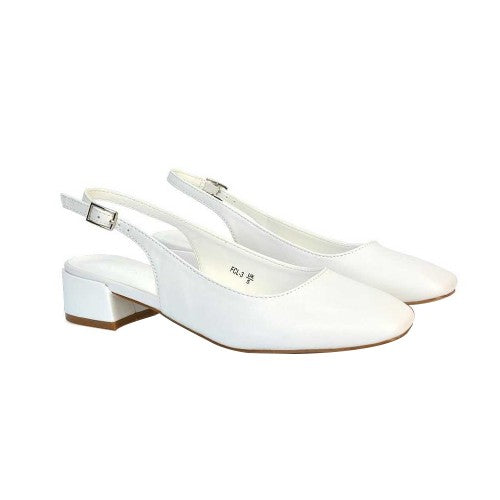 Front - XY London Womens/Ladies Jilly Sling Back Low Block Heel Court Shoes