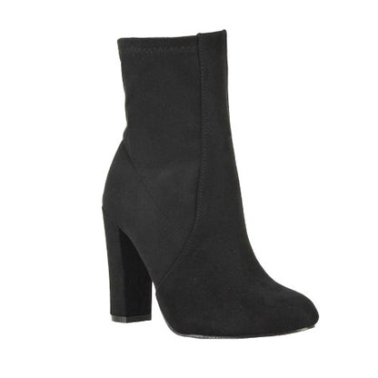 Front - XY London Womens/Ladies Margot Side Zip High Block Heel Ankle Boots