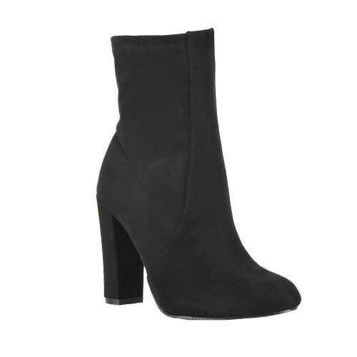 Front - XY London Womens/Ladies Margot Side Zip High Block Heel Ankle Boots