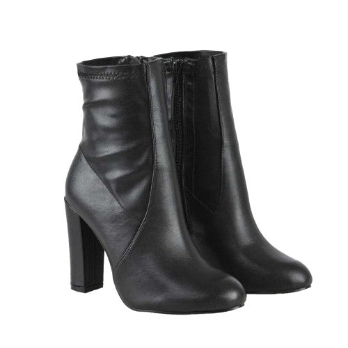 Front - XY London Womens/Ladies Margot Tassel Side Zip High Block Heel Ankle Boots