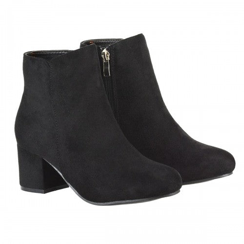 Front - XY London Womens/Ladies Saffy Zipped Mid Block Heel Ankle Boots