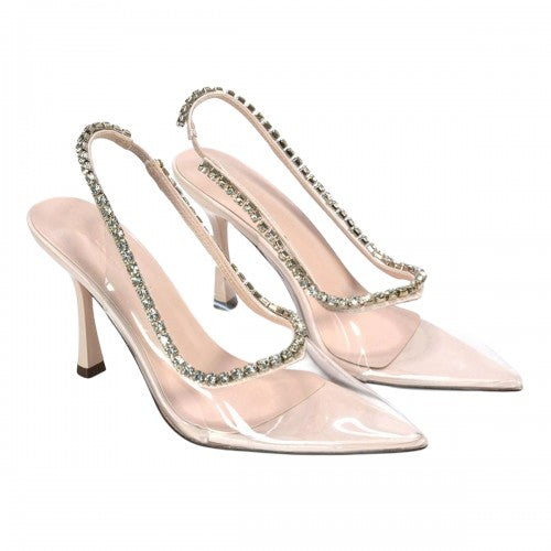 Front - XY London Womens/Ladies Beryl Patent Rhinestone High Heel Court Shoes