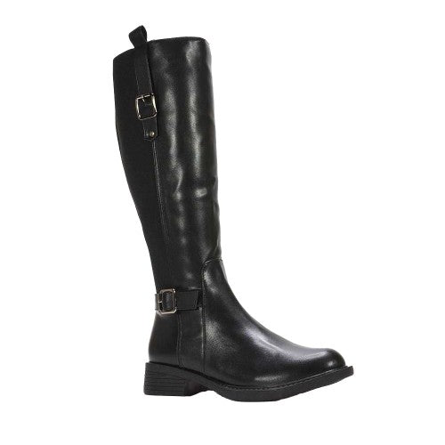Front - XY London Womens/Ladies Seraphine Knee-High Stretch Low Heel Riding Boots