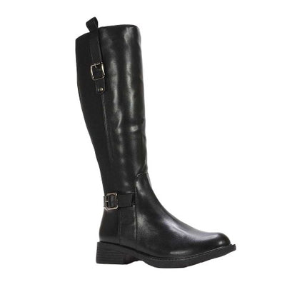 Front - XY London Womens/Ladies Seraphine Knee-High Stretch Low Heel Riding Boots