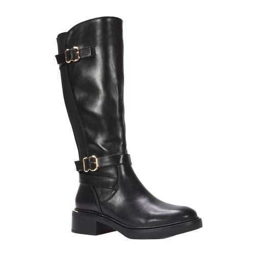 Front - XY London Womens/Ladies Beatrice Elasticated Knee-High Biker Boots