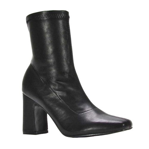 Front - XY London Womens/Ladies Alex Side Zip Stretch Block Heel Ankle Boots