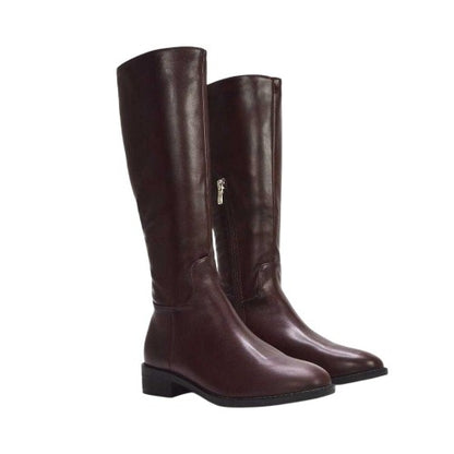Front - XY London Womens/Ladies Lucia Knee-High Low Block Heel Riding Boots