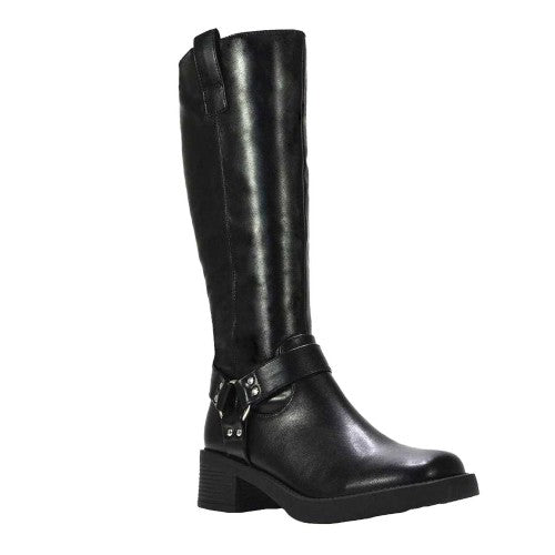Front - XY London Womens/Ladies Roma Knee-High Mid Block Heel Western Boots