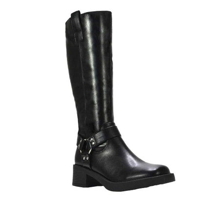 Front - XY London Womens/Ladies Roma Knee-High Mid Block Heel Western Boots