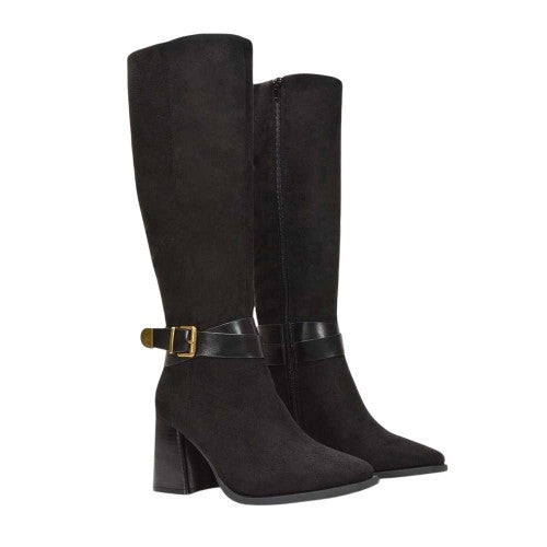 Front - XY London Womens/Ladies Ophelia Knee-High Block Heel Long Boots