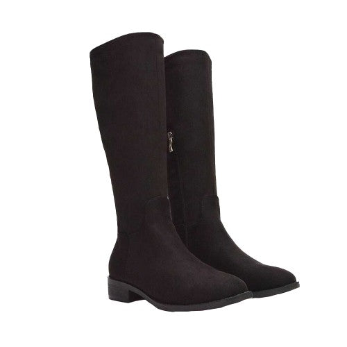 Front - XY London Womens/Ladies Lucia Knee-High Low Block Heel Riding Boots