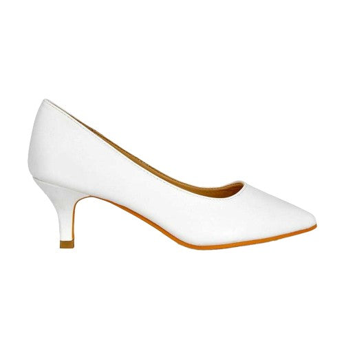 Front - XY London Womens/Ladies Gwyneth Pointed Mid Stiletto Kitten Court Shoes