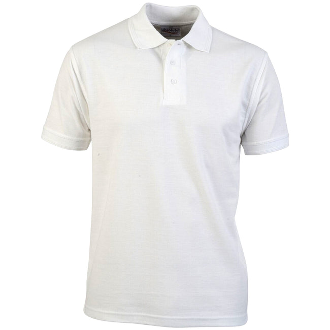 White - Front - Absolute Apparel Mens Precision Polo