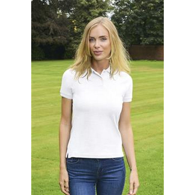White - Back - Absolute Apparel Womens-Ladies Diva Polo