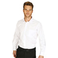 White - Side - Absolute Apparel Mens Long Sleeved Classic Poplin  Shirt