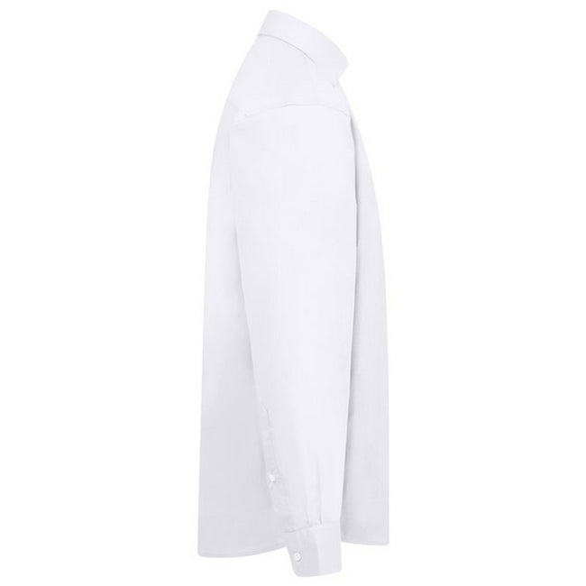 White - Pack Shot - Absolute Apparel Mens Long Sleeved Classic Poplin  Shirt